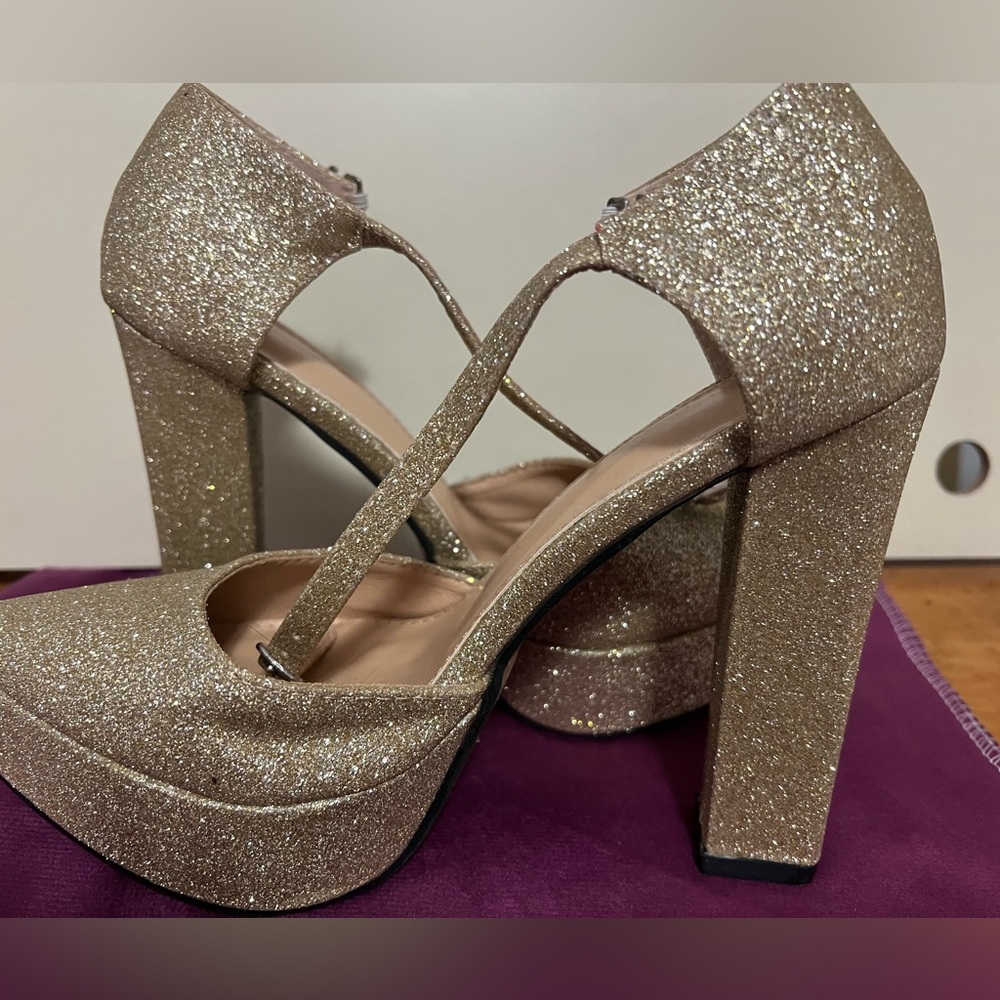 Elegant Gold Glitter Women's Heels